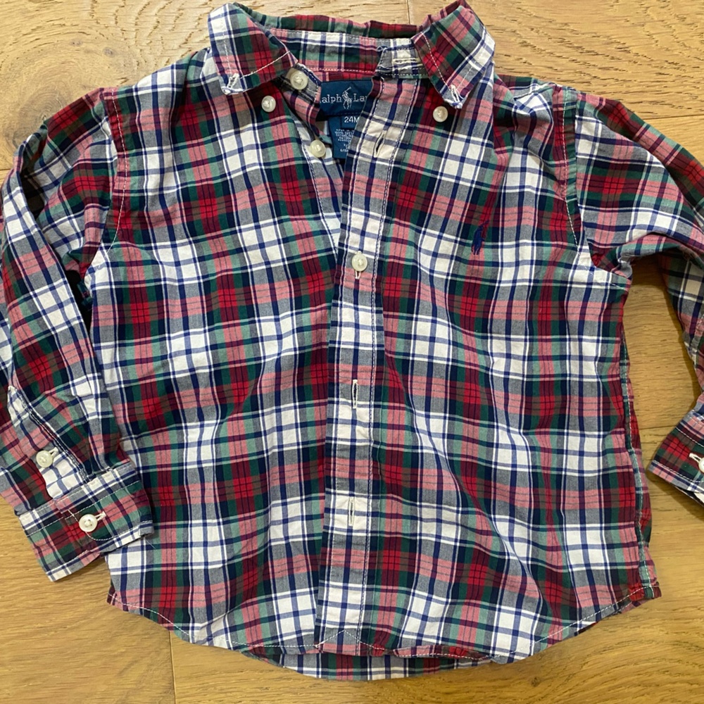 Polo Ralph Lauren Plaid Boys Kids Shirt - Red, Green, Blue 24m GUC